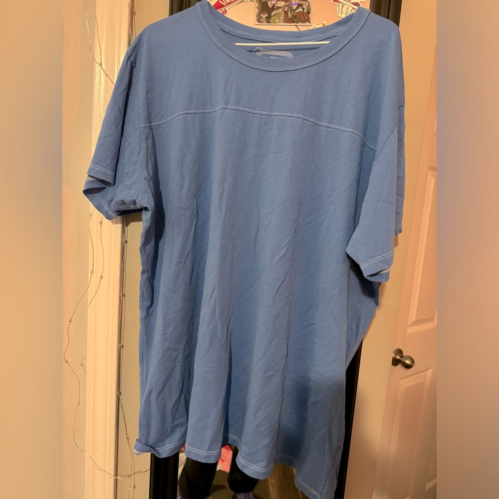 Cornflower Blue Big Bud Press Cotton T Shirt 4x